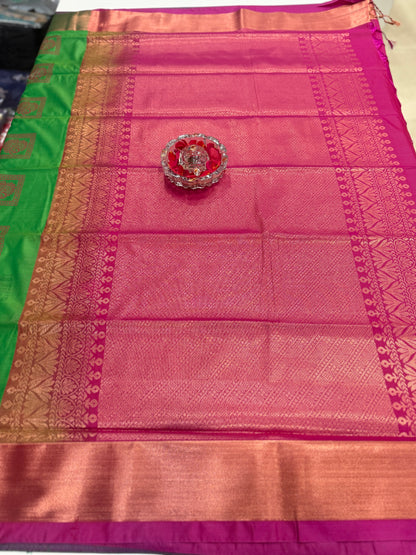 Kanchi Soft Silk Saree with Zari Weaving and Traditional Motifs – Wedding and Festive Wear