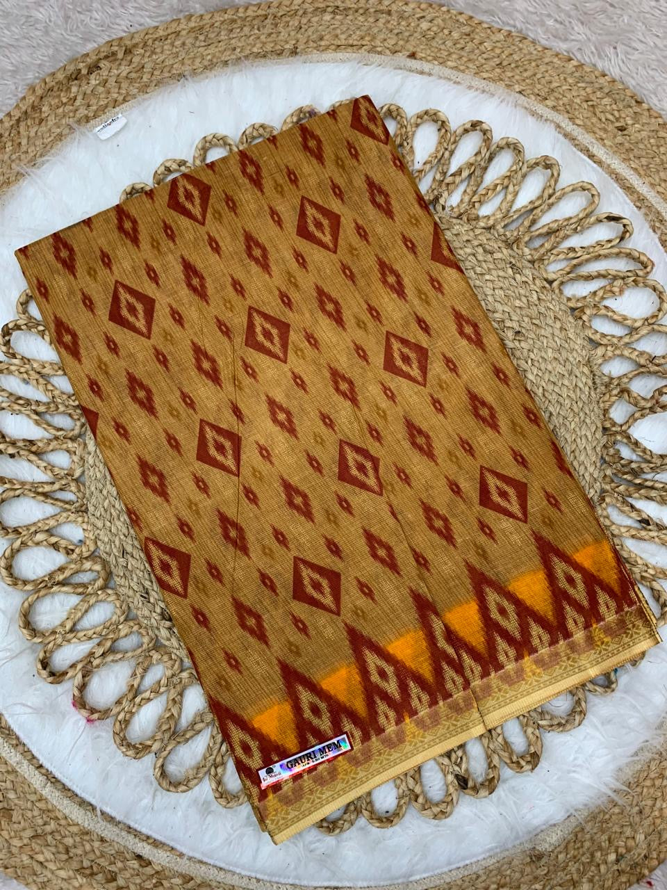 Pure Suti Cotton Saree with Traditional Batik Print – Chikko Tone and Multiple Colour Options