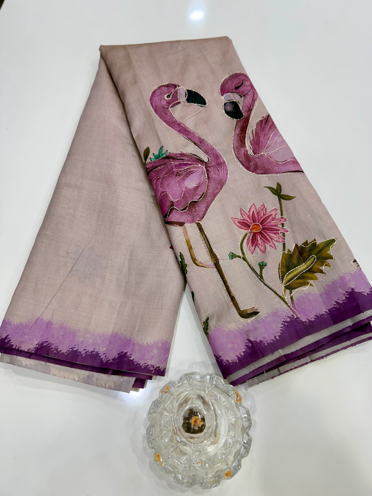 Assam silk saree for women with aari embroidery and paithani motifs, festive wear saree with blouse