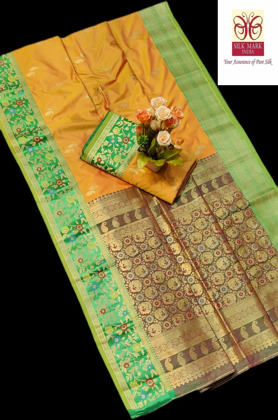 Pure Paithani Silk Saree for Women with Traditional Woven Motifs and Blouse Piece – Silk Mark Certified