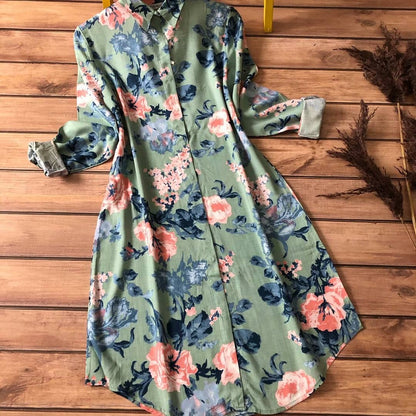 Reyon Digital Print Collared Top with Three-Quarter Sleeves – Women’s M to XXL