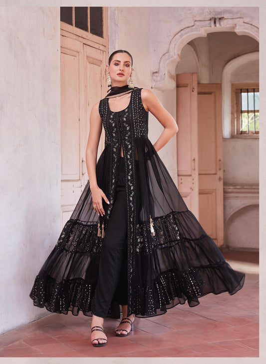 Women’s Full-Flared Long Gown with Front Slit – Fusion Ethnic Wear Free Size