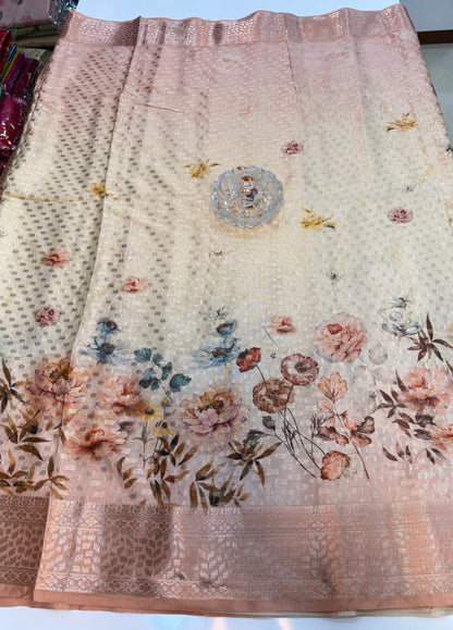 Georgette Silk Butti Saree with Rich Printed Pallu