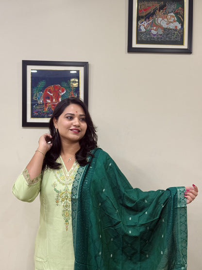 Viscose Embroidered 3-Piece Suit Set with Jacquard Dupatta – XL to 3XL