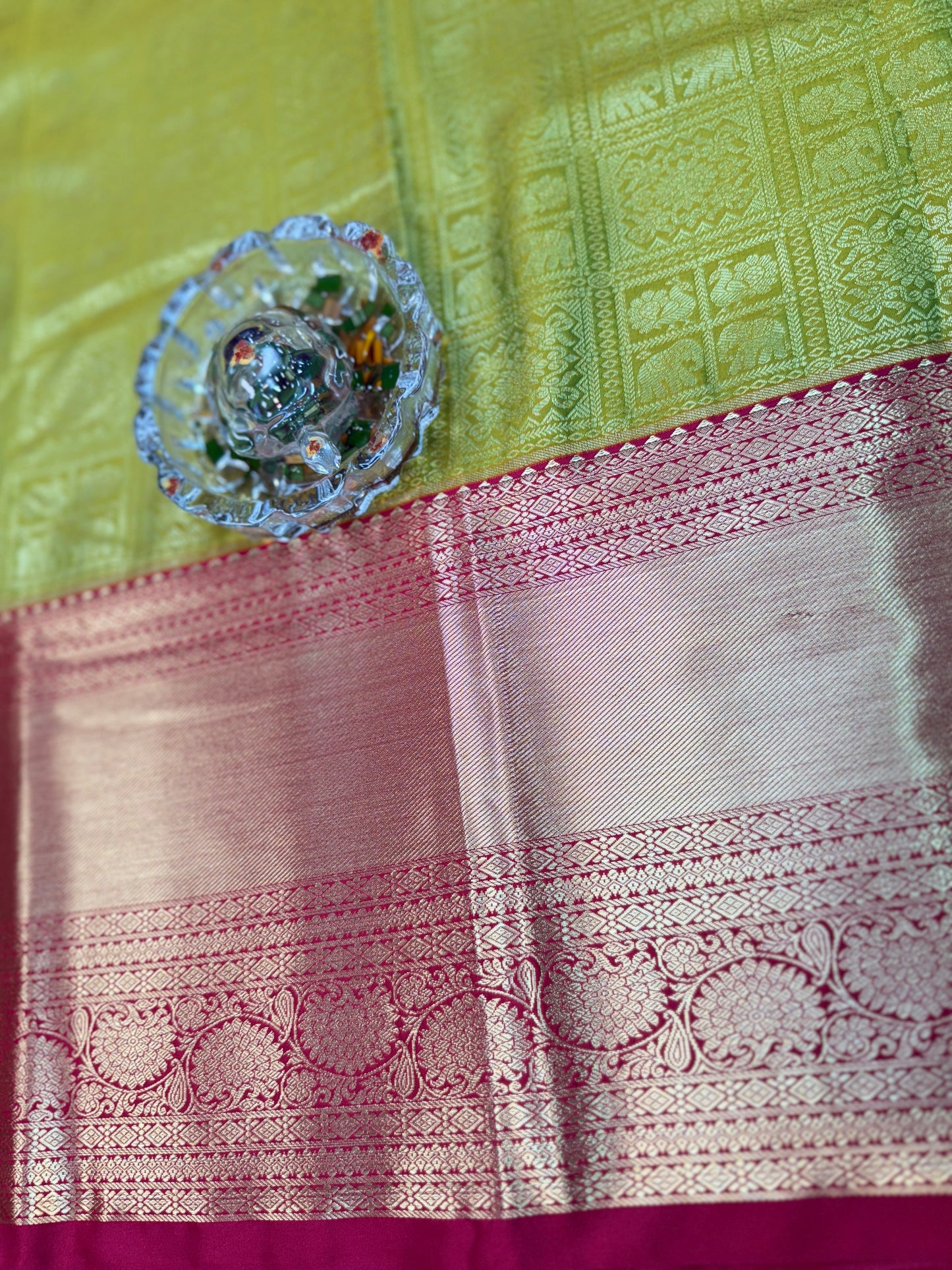 Semi Kanchi Pattu Brocade Saree with Zari Weaving and Contrast Border – Festive Wear