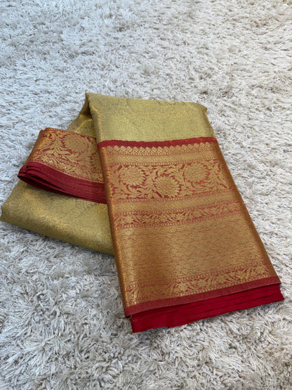 Banarasi Zari Tanchui Kanchipuram Soft Silk Saree with Rich Pallu and Brocade Blouse