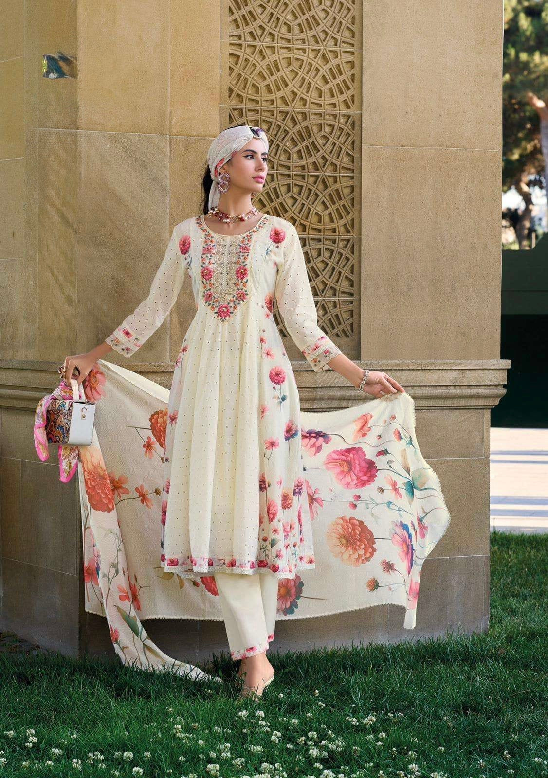 Pure Cotton Anarkali Kurti Pant Set with Digital Print Dupatta – Pakistani Style Women’s Ethnic Wear