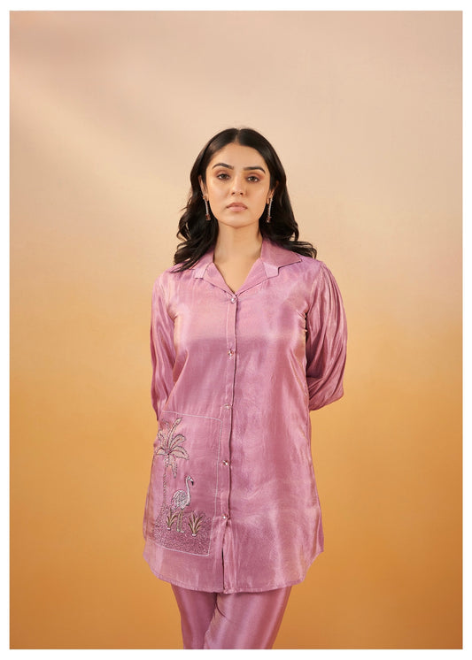 Women's Viscose Silk Co-ord Set with Elegant Work