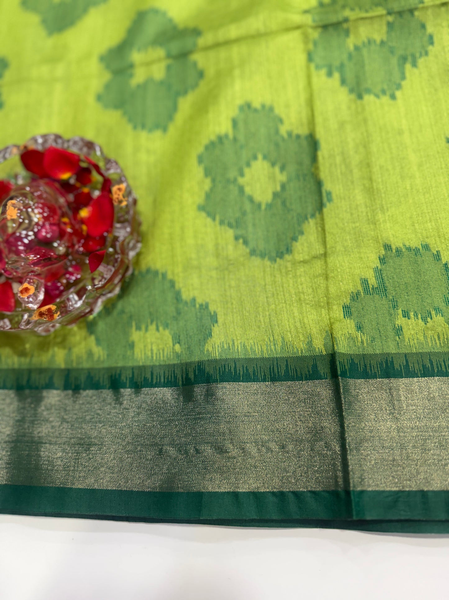 Women’s woven saree with butta motifs, contrast pallu border and tassel pallu, traditional wear, multiple colors