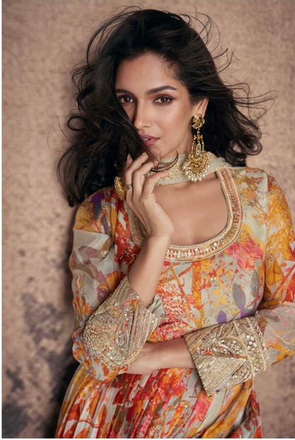 Real Georgette Embroidered Free Size Kurta Set with Net Dupatta – 4-Piece Festive Collection for Women