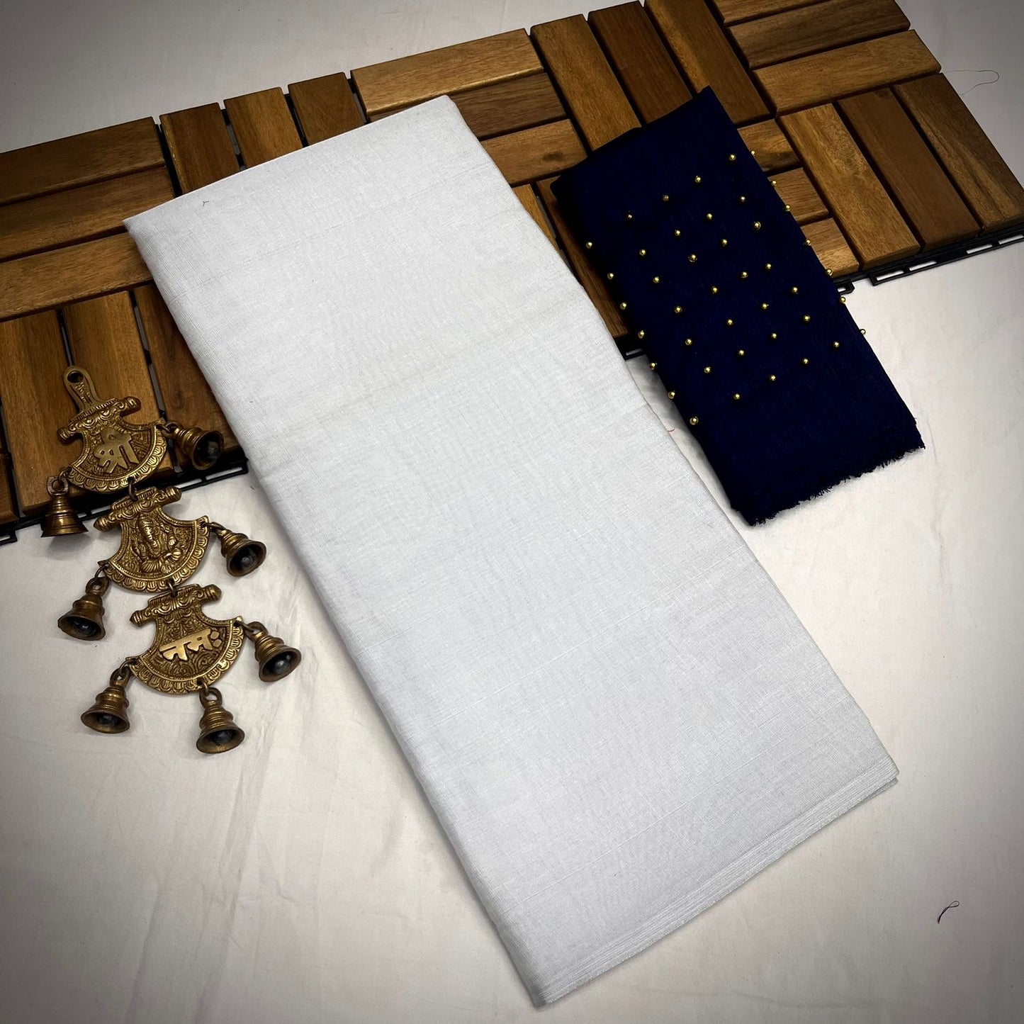 Semi Uppada Tissue Silk Bridal Saree with Mono Banglori Blouse and Pearl Work