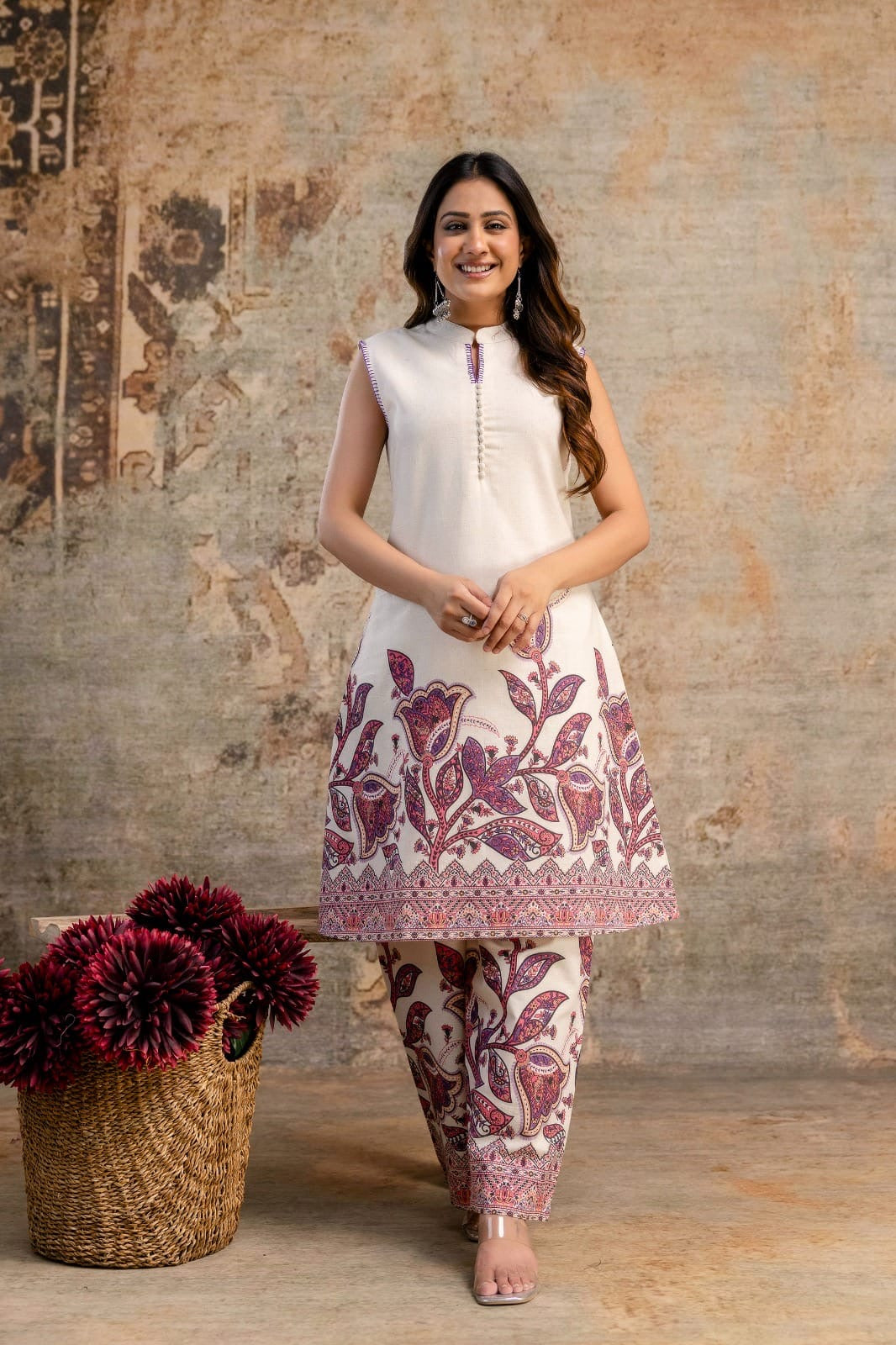 Sleeveless Flex Cotton Kurti Pant Set for Women – Lightweight Daily Wear