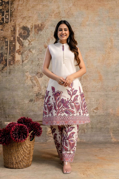 Sleeveless Flex Cotton Kurti Pant Set for Women – Lightweight Daily Wear