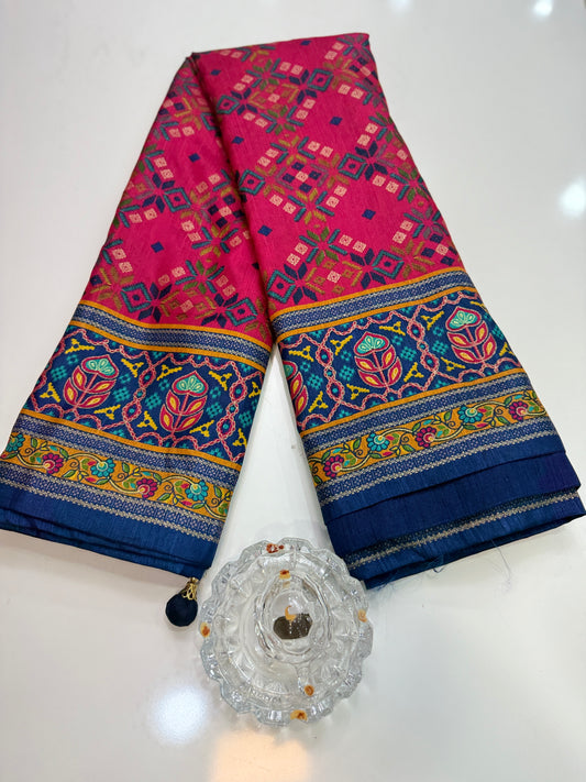 PV Silk Saree with HB Luxury Print and Gloss Finish – Party and Festival Wear Saree for Women