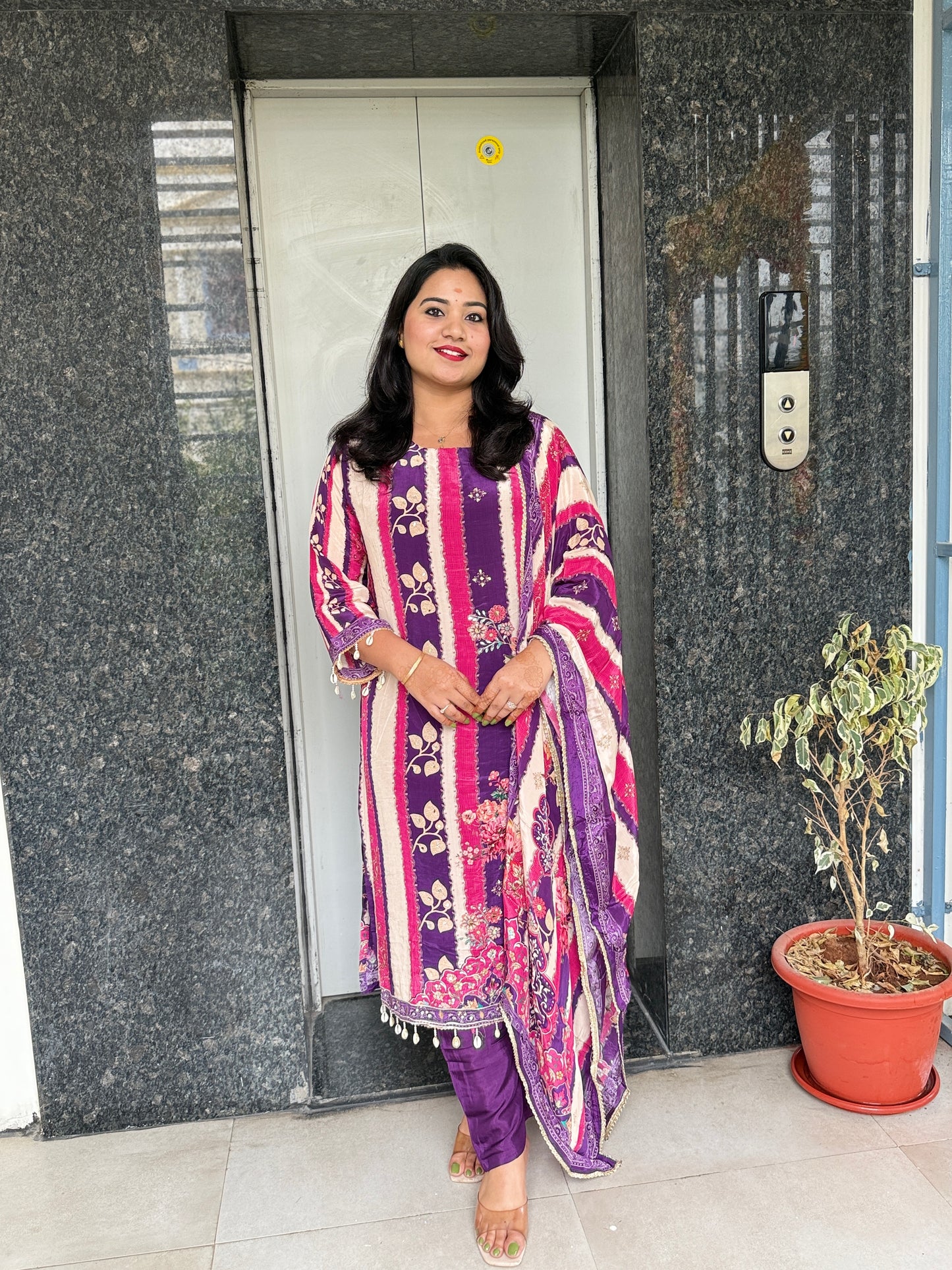 Crepe Kurta Pant Dupatta Set with Beautiful Detailing Work for Women – Sizes M to XXL