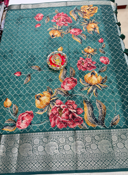 Kasargod-Style Silk Blend Saree with Zari Border and Rich Pallu – Festive Saree for Women