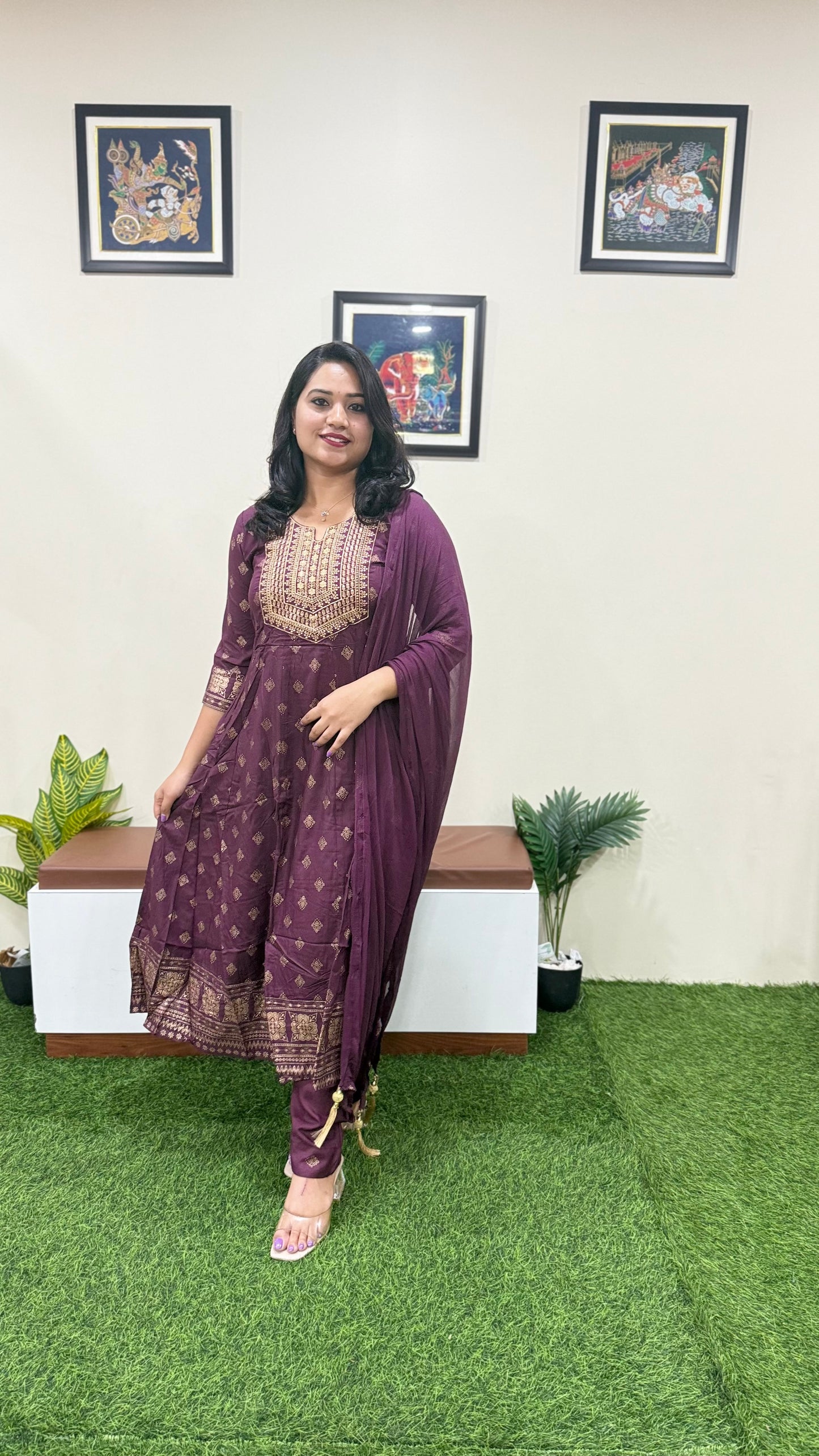 Rayon Kurta Pant Dupatta Set with Foil Print and Zari Sequins Embroidery – Women’s 3-Piece Outfit