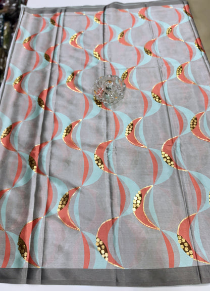 Japan satin saree for women with position print pallu and blouse, soft satin printed saree for festive and casual wear