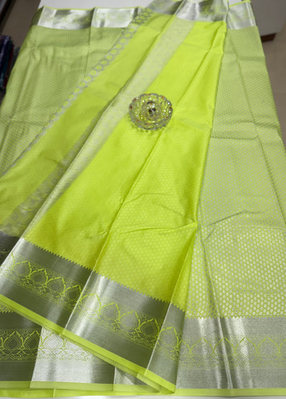 Traditional Kanchipuram Style Silk Saree for Women with Zari Border and Blouse Piece | Power-loom Woven Saree