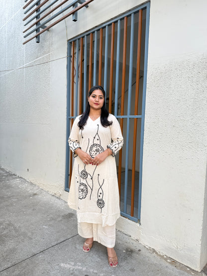 Flex Cotton Kurti Pant Set with Elegant Embroidery – Ethnic Daily Wear for Women (Sizes 38 to 46)