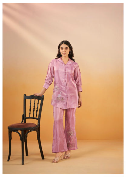 Women's Viscose Silk Co-ord Set with Elegant Work