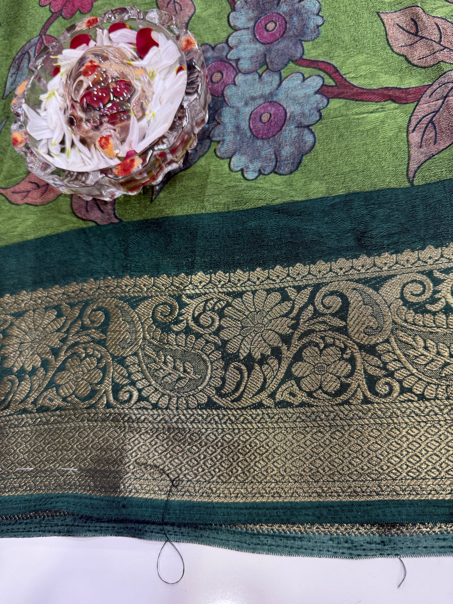 Silk blend printed saree with zari border and digital pallu print, 6.3m with running blouse, 6 color options