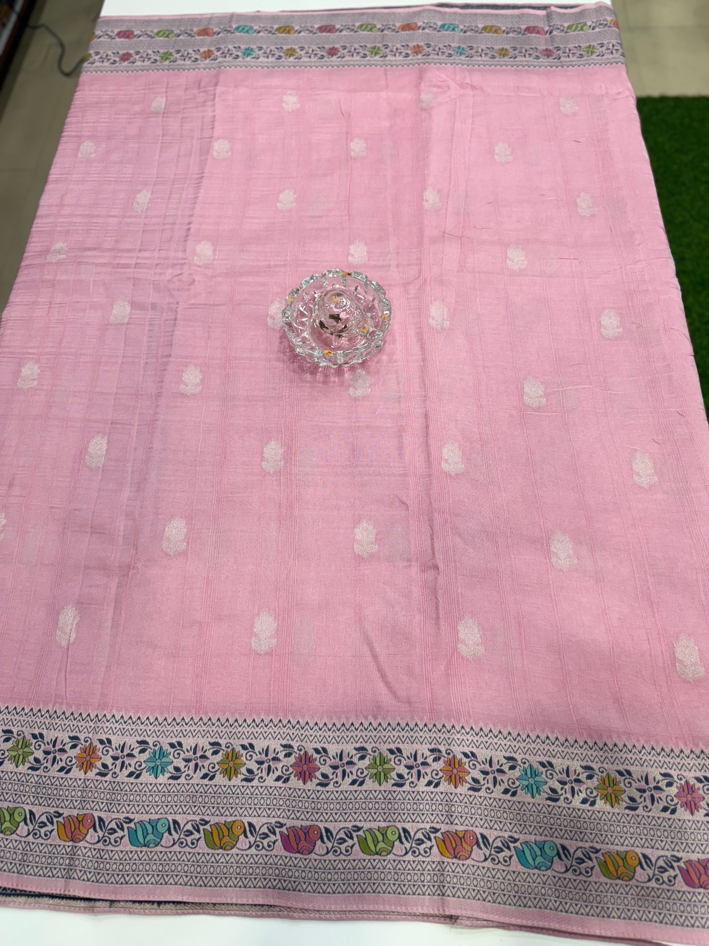 Pure Kora Silk Banarasi Meena Zari Weaving Saree with Blouse Piece – Pink Traditional Festive Wear