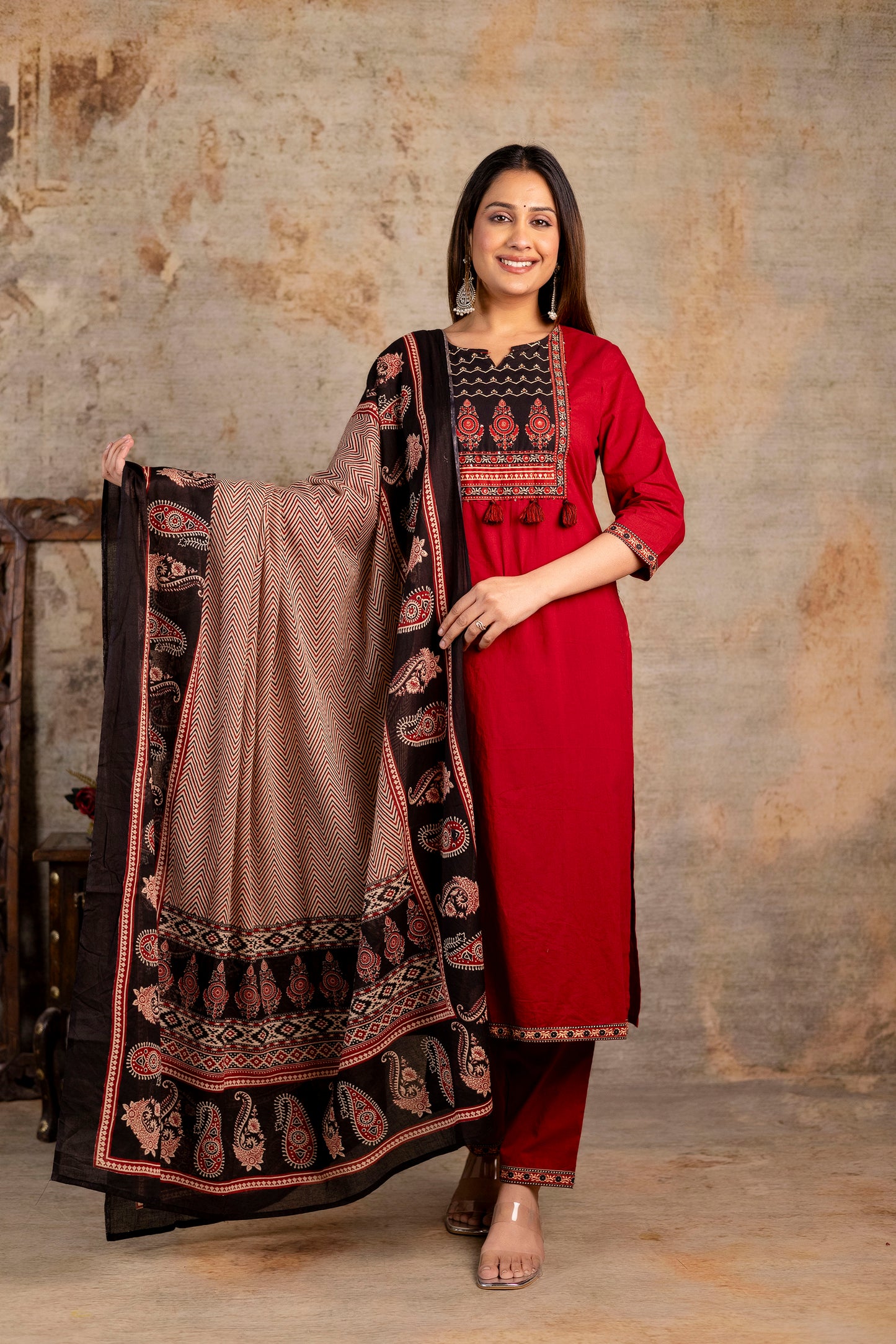 Pure Cotton Printed Kurti Pant Dupatta Set for Women