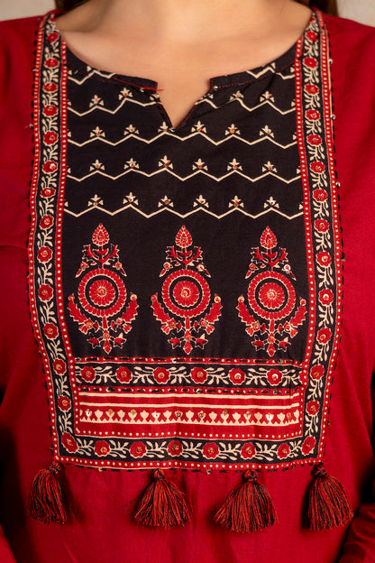 Pure Cotton Printed Kurti Pant Dupatta Set for Women