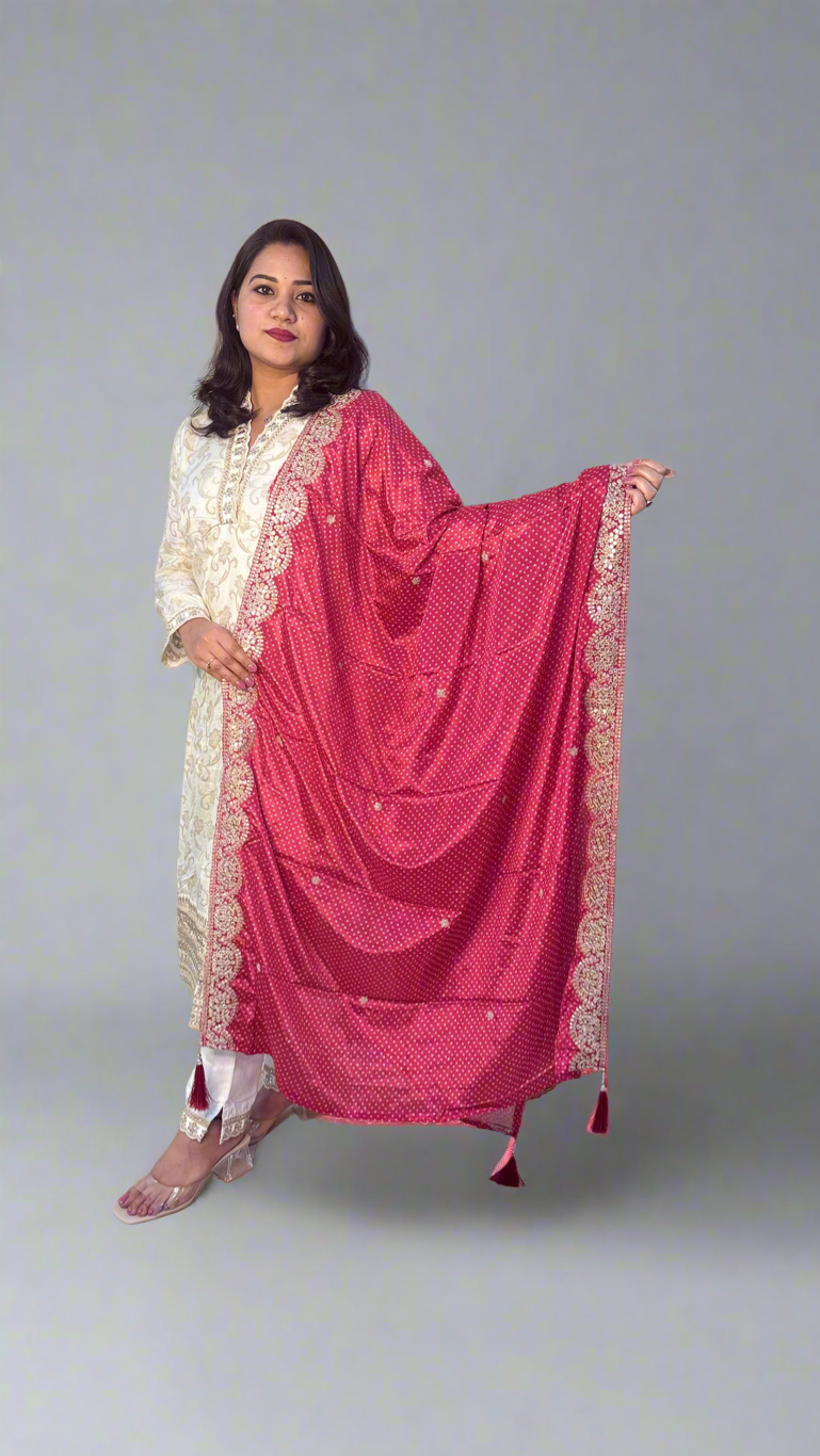 Viscose Jacquard Silk XL Size Suit Set with Digital Embroidered Dupatta – 3-Piece Festive Outfit for Women