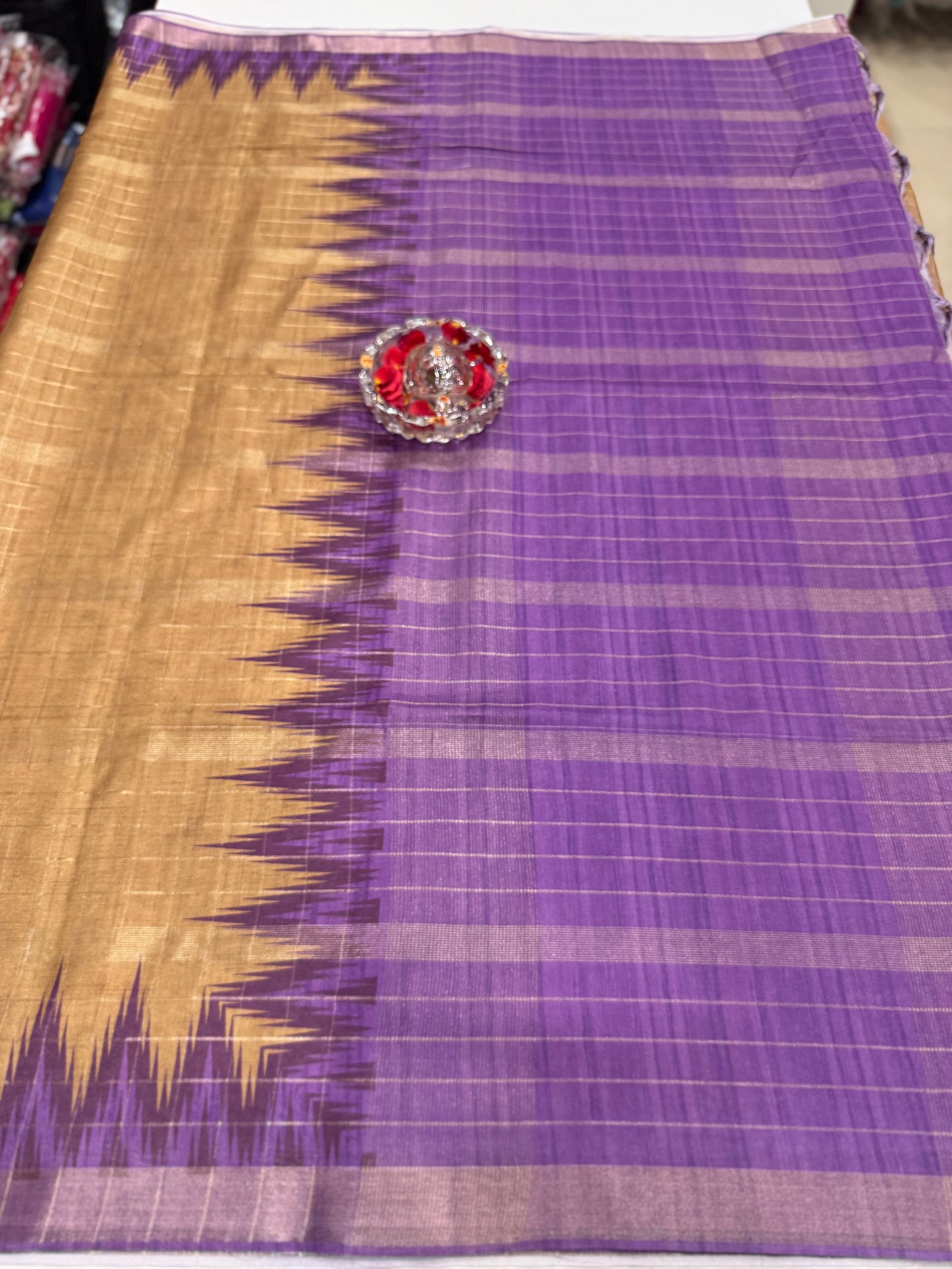 Semi Tussar Silk Saree with Contrast Border and Tassel Pallu for Women