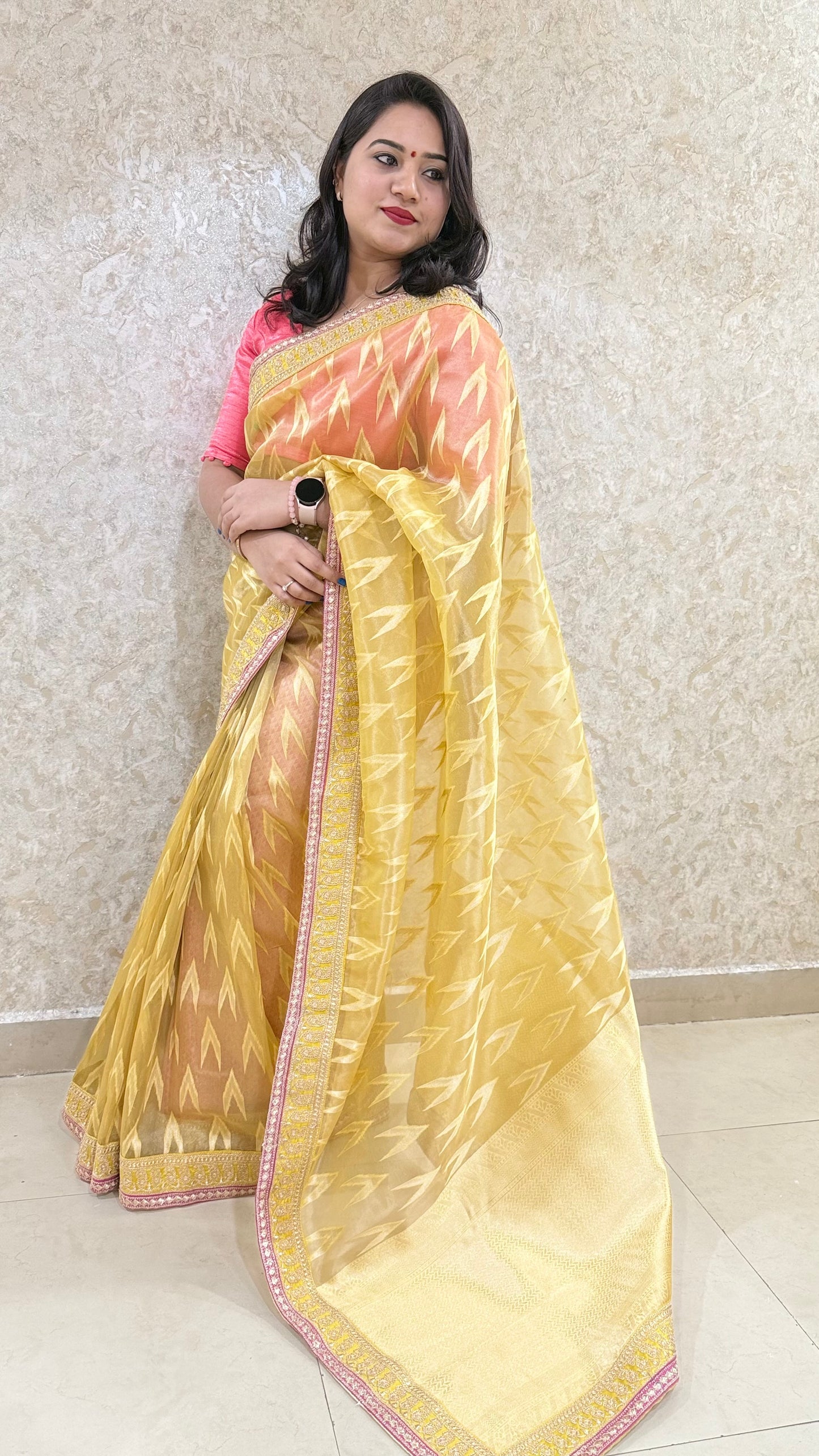 brasso saree with embroidered blouse – festive ethnic wear for women