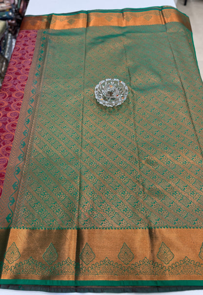 Soft Silk Saree with Samutrika Weaving and Contrast Zari Border for Women – Lightweight Festive Wear Saree