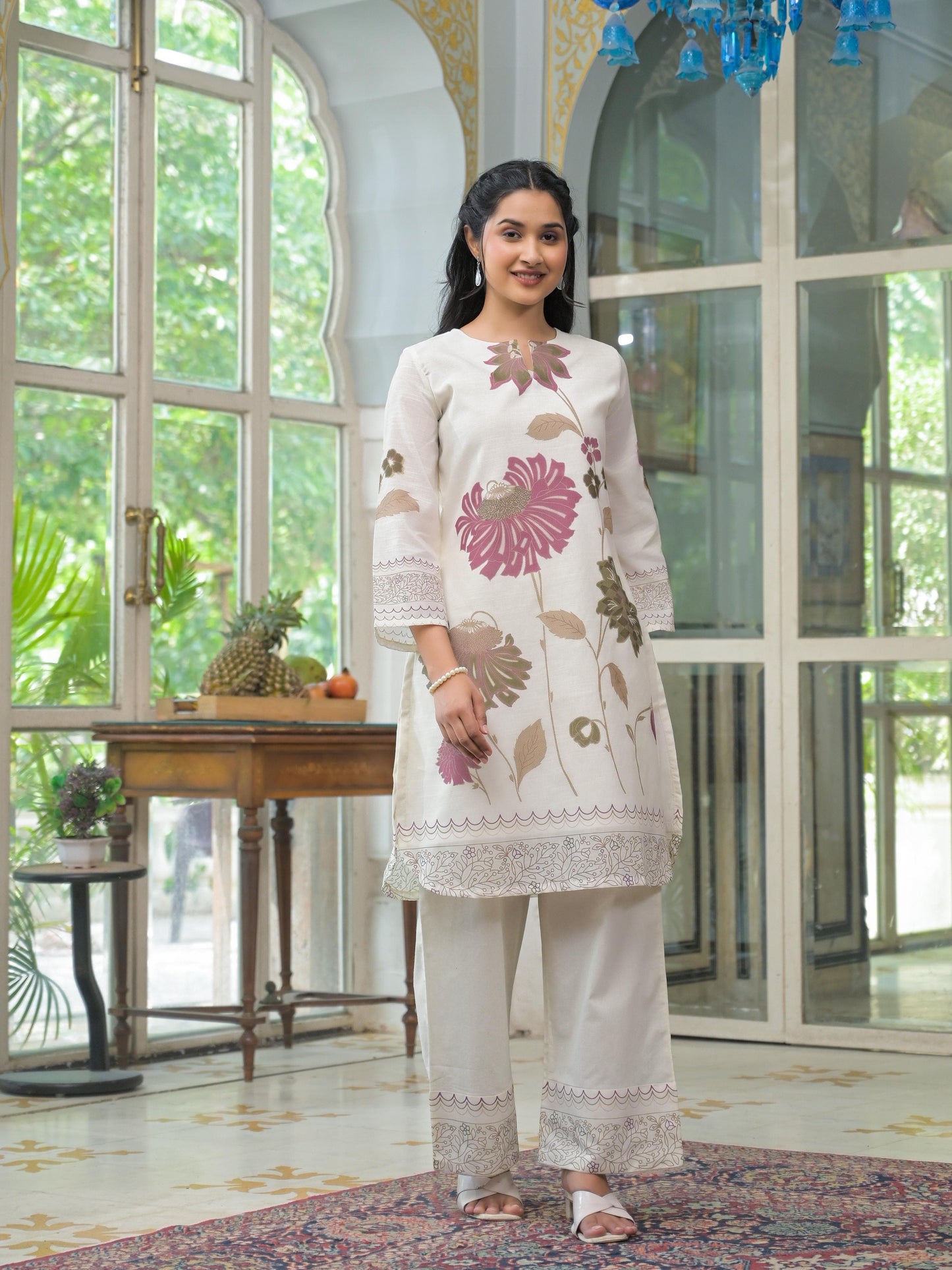 Linen-Cotton Co-Ord Set with Tailored Top and Bottom – Casual and Workwear Ethnic Set for Women (M to 3XL)