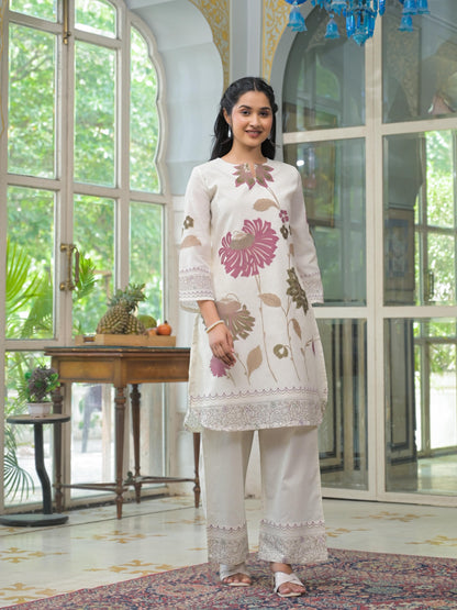 Linen-Cotton Co-Ord Set with Tailored Top and Bottom – Casual and Workwear Ethnic Set for Women (M to 3XL)