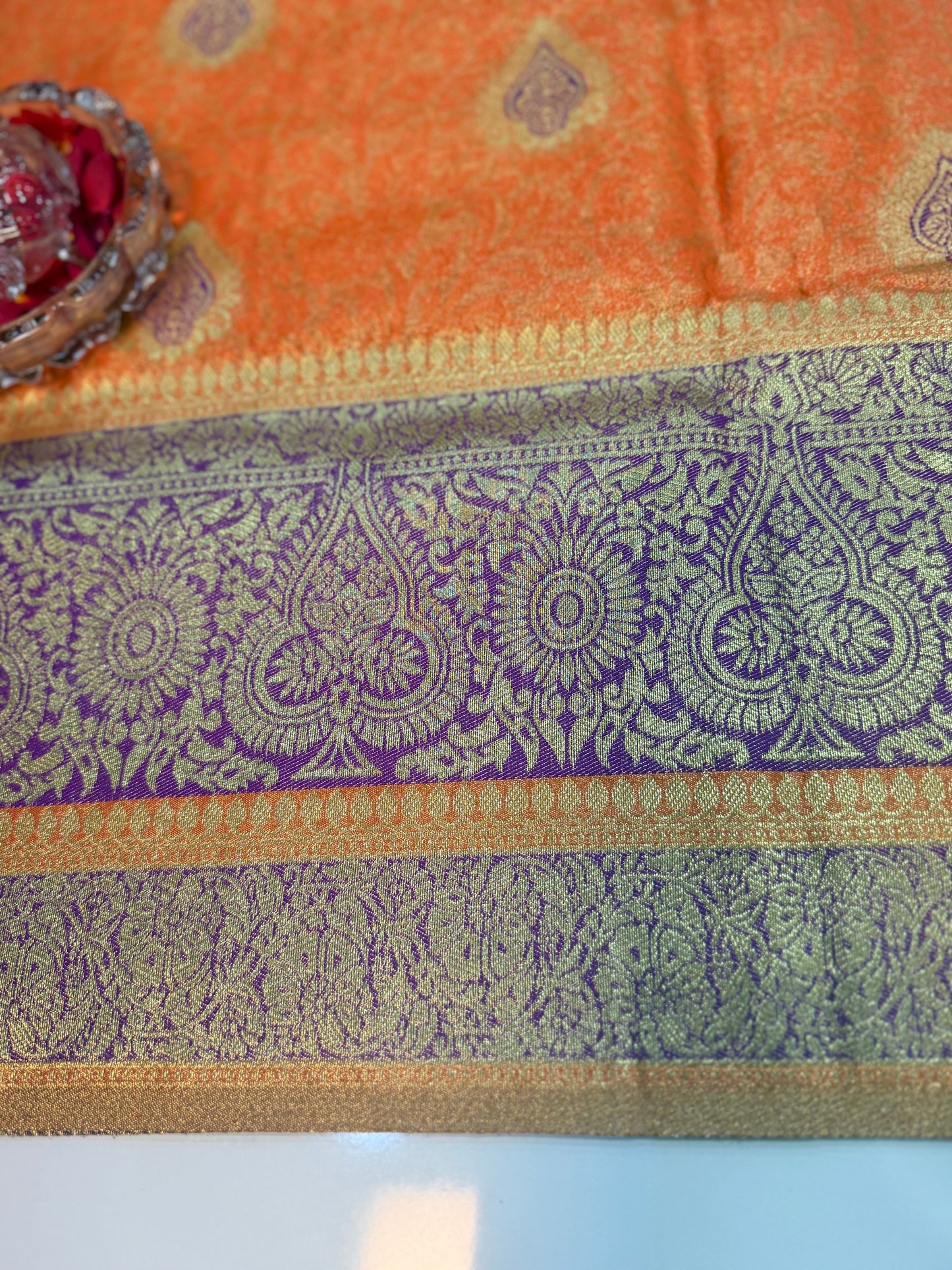 Pure Soft Silk Saree with Rich Zari Weaving and Multicolor Thread Work, Running Silk Blouse