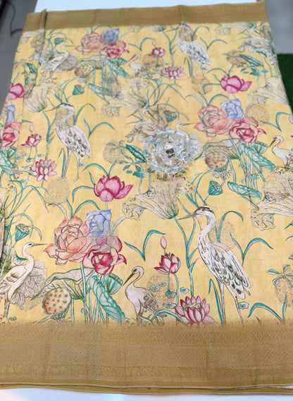 Pure Crepe Silk Saree with Digital Print and Zari Border – Elegant Festive and Wedding Saree for Women