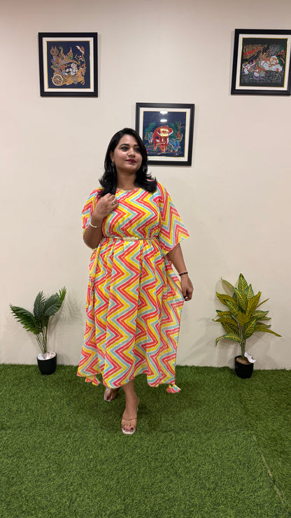 Georgette Printed Kaftan for Women with Pearl Embellished Neckline – Sizes 38 to 46