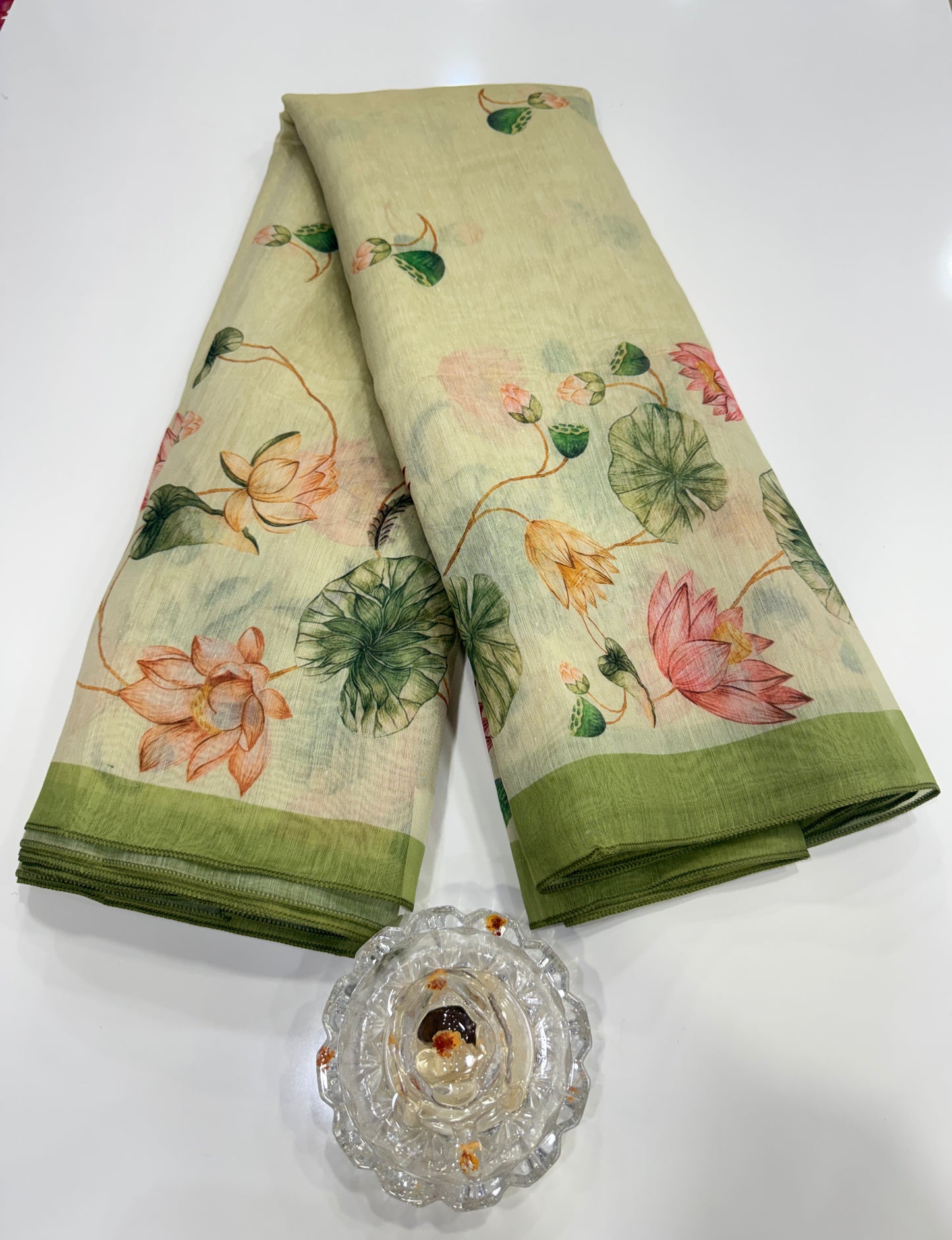 Cotton Chanderi Silk Floral Printed Saree with Blouse Piece