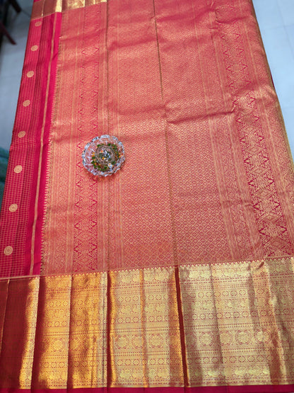 Handloom Pure Silk Saree with Brocade Checks and Zari Border – Wedding & Traditional Wear