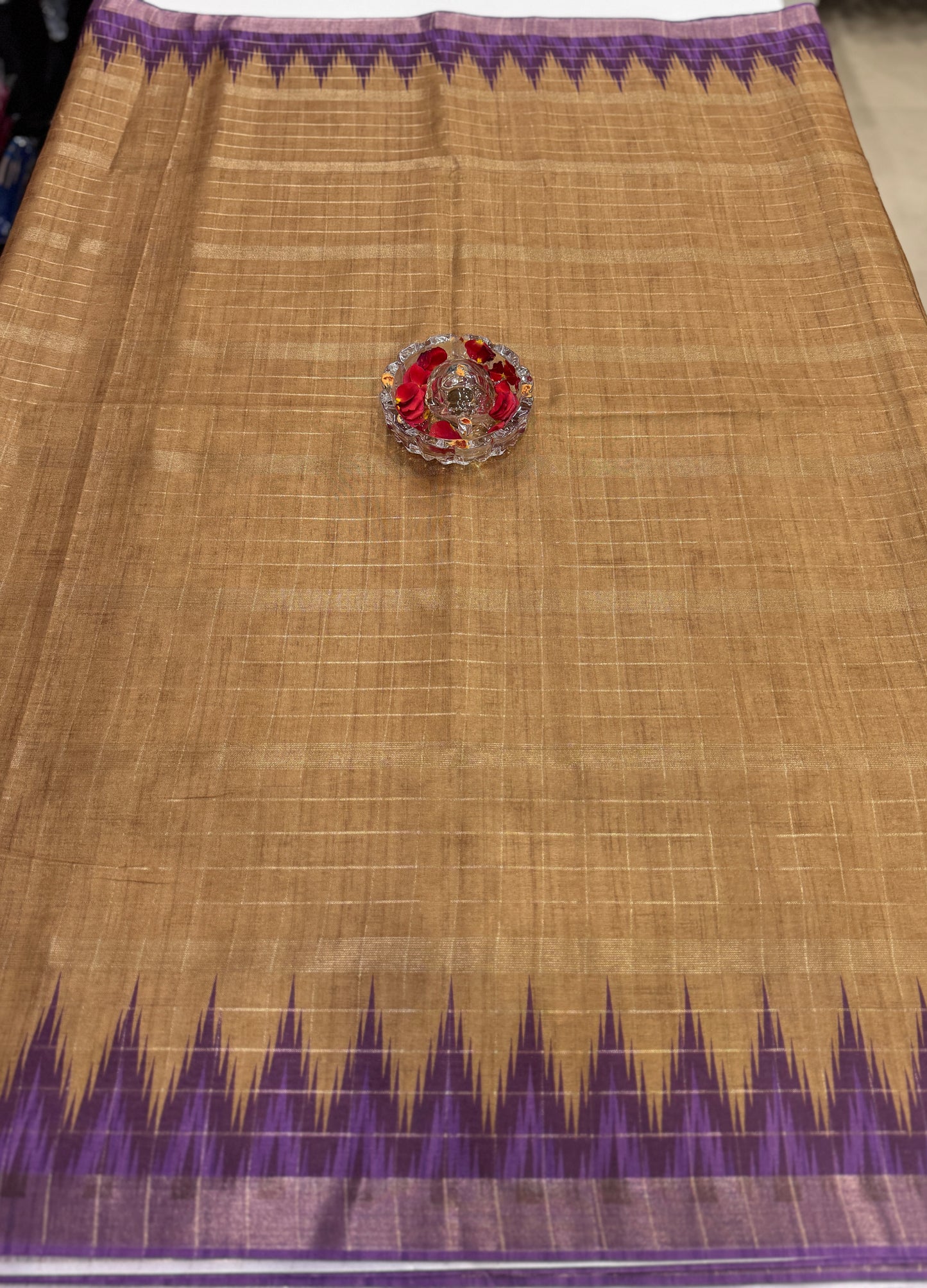 Semi Tussar Silk Saree with Contrast Border and Tassel Pallu for Women