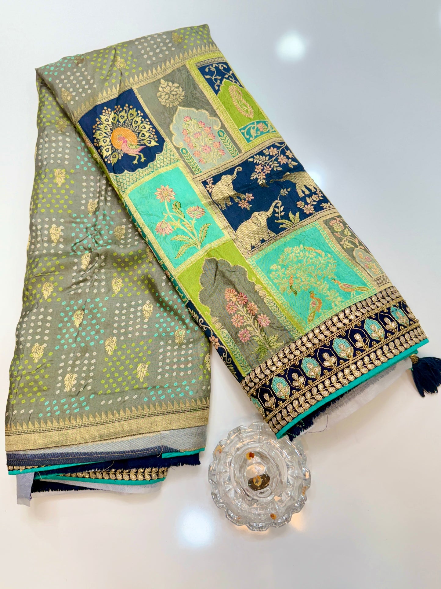 Pure Dola silk saree with position weaving and embroidered blouse – premium ethnic wear for weddings and festive occasions