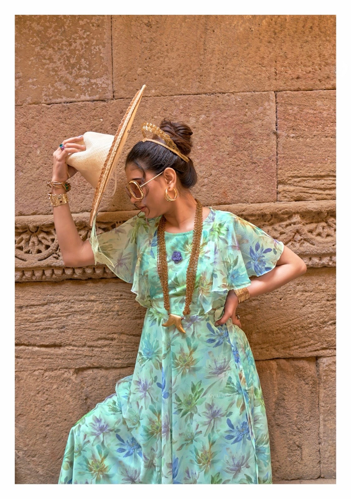 Premium Chiffon Floral One-Piece Dress – Women’s Summer Wear (L to 3XL)