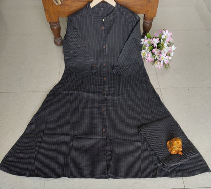 Women's fine cotton A-line kurti pant set with katha work and pocket – ankle-length, M to XXL