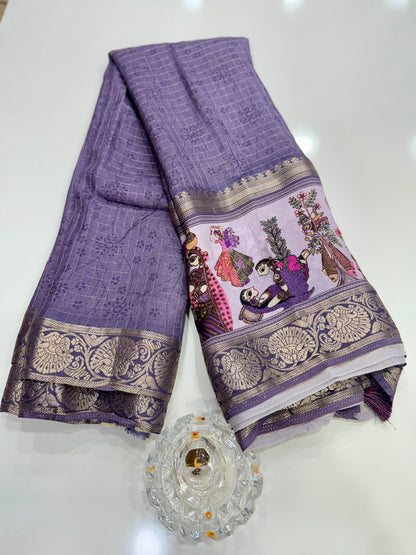 Russian Bentex Border Chittpallu Viscose Crepe Silk Saree with Zari Weaving – Festive Wear