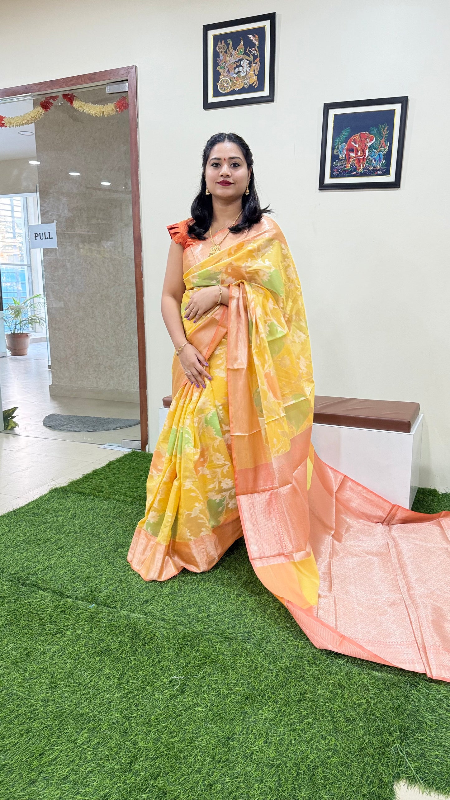 Banarasi Alfi Rangkat Silk Saree with Multicolor Gradient and Intricate Zari Weaving – Wedding Wear