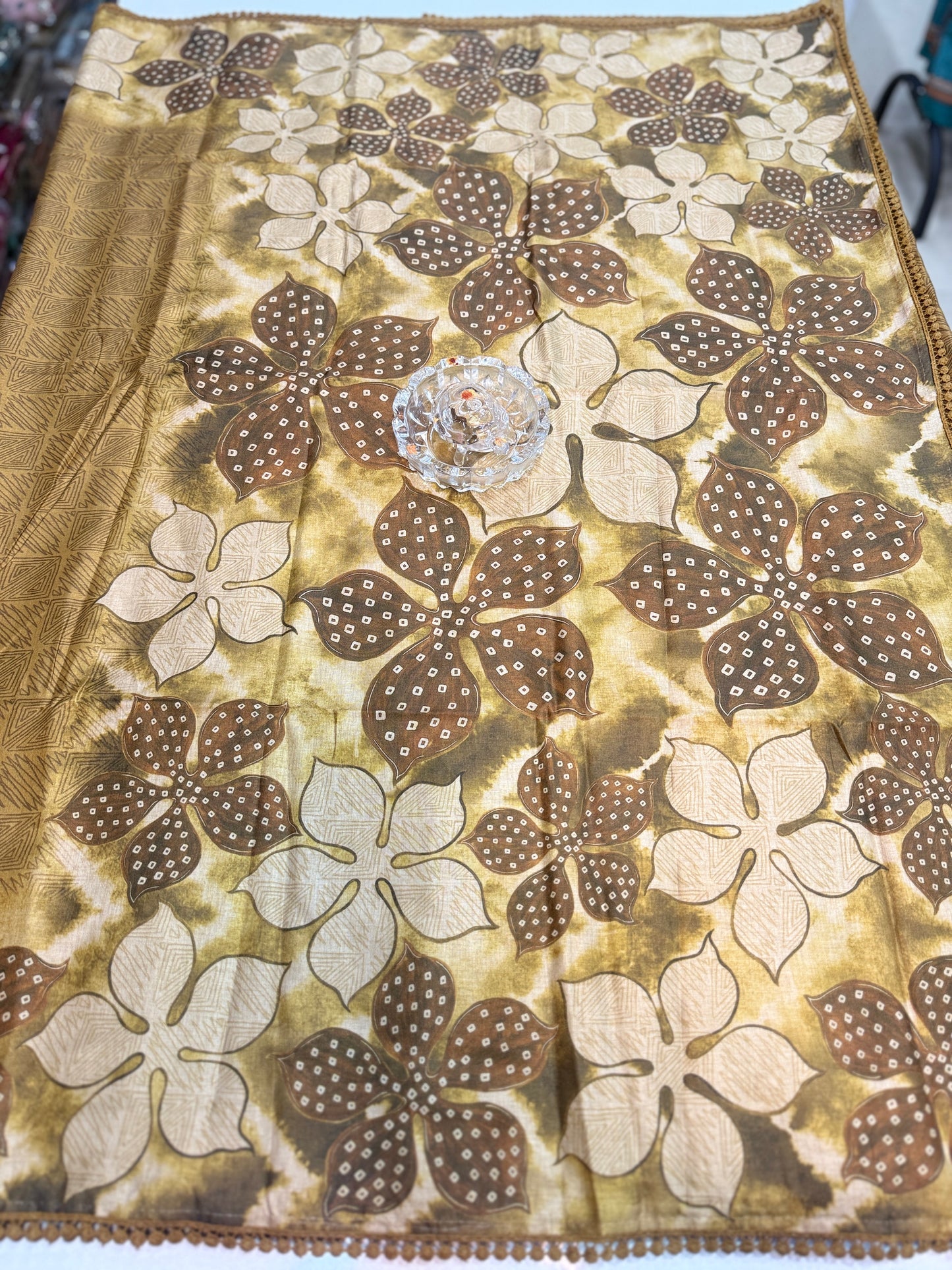 Nilambari Silk Floral Printed Saree with Lace Border