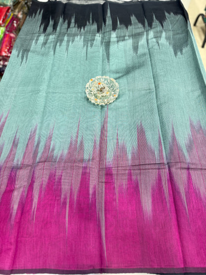 Ikat Kotki Cotton Silk Saree for Women with Matching Blouse Piece – Handwoven Traditional Design