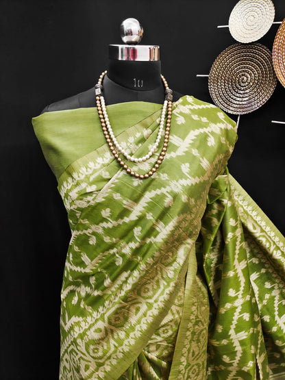 Banglori Handloom Raw Silk Saree with Weaving Pallu and Border for Women