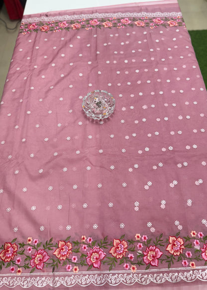 Banarasi Semi-Organza Saree with Embroidery and Fancy Border – Lightweight Festive Saree for Women